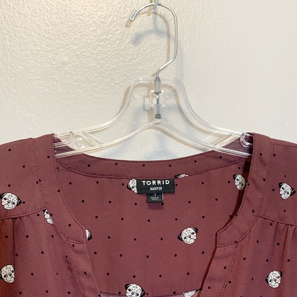 🕊️SOLD🕊️ Torrid Womens Dog Print Harper Georgette Pullover Blouse Plus Size 1X - Picture 7 of 16